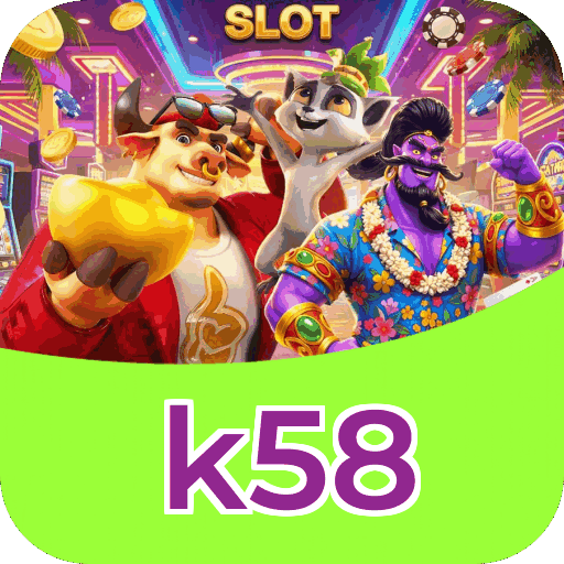 Interface do aplicativo k58 mostrando jogos disponíveis no iOS e Android